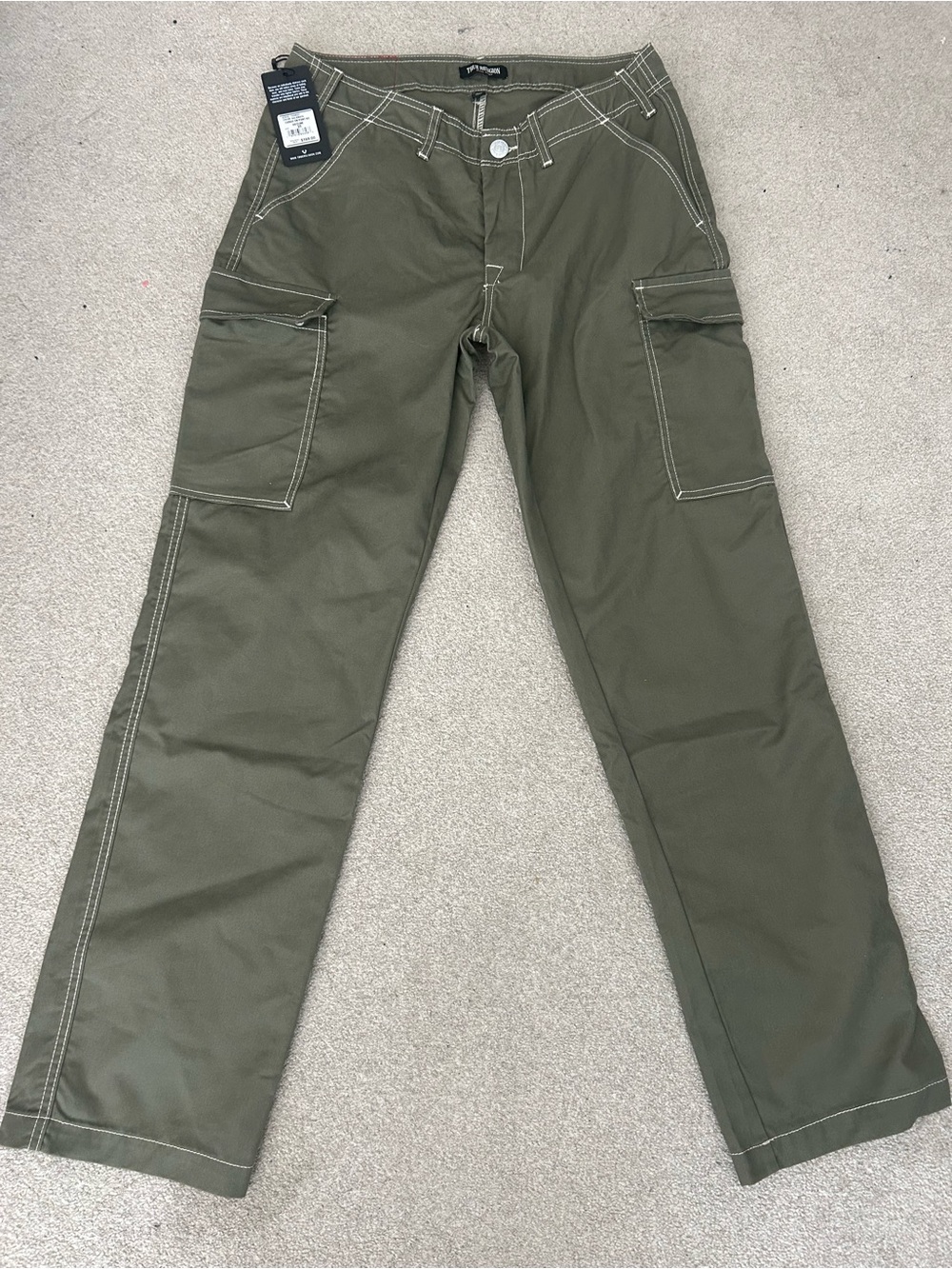 True Religion Men Olive Cargo Pants